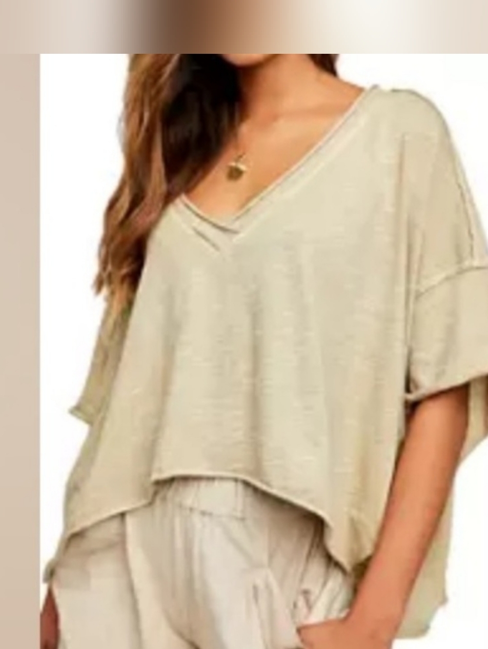 We The People We The Free Cally Boxy Cropped Flowy Top - Washed Rose Pink - Sz L